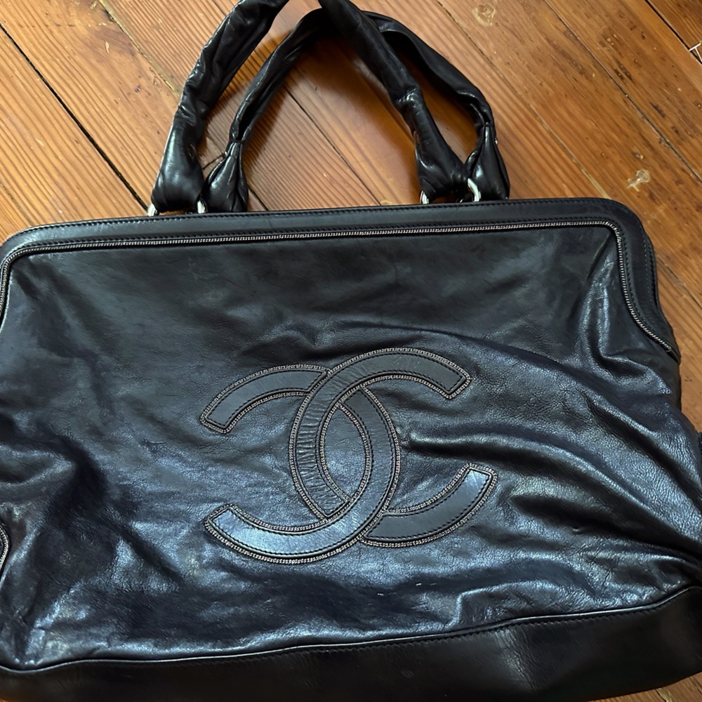 Chanel black leather bag